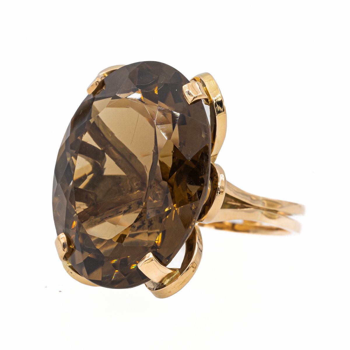 Bague Cocktail en or jaune et quartz fumé - Castafiore