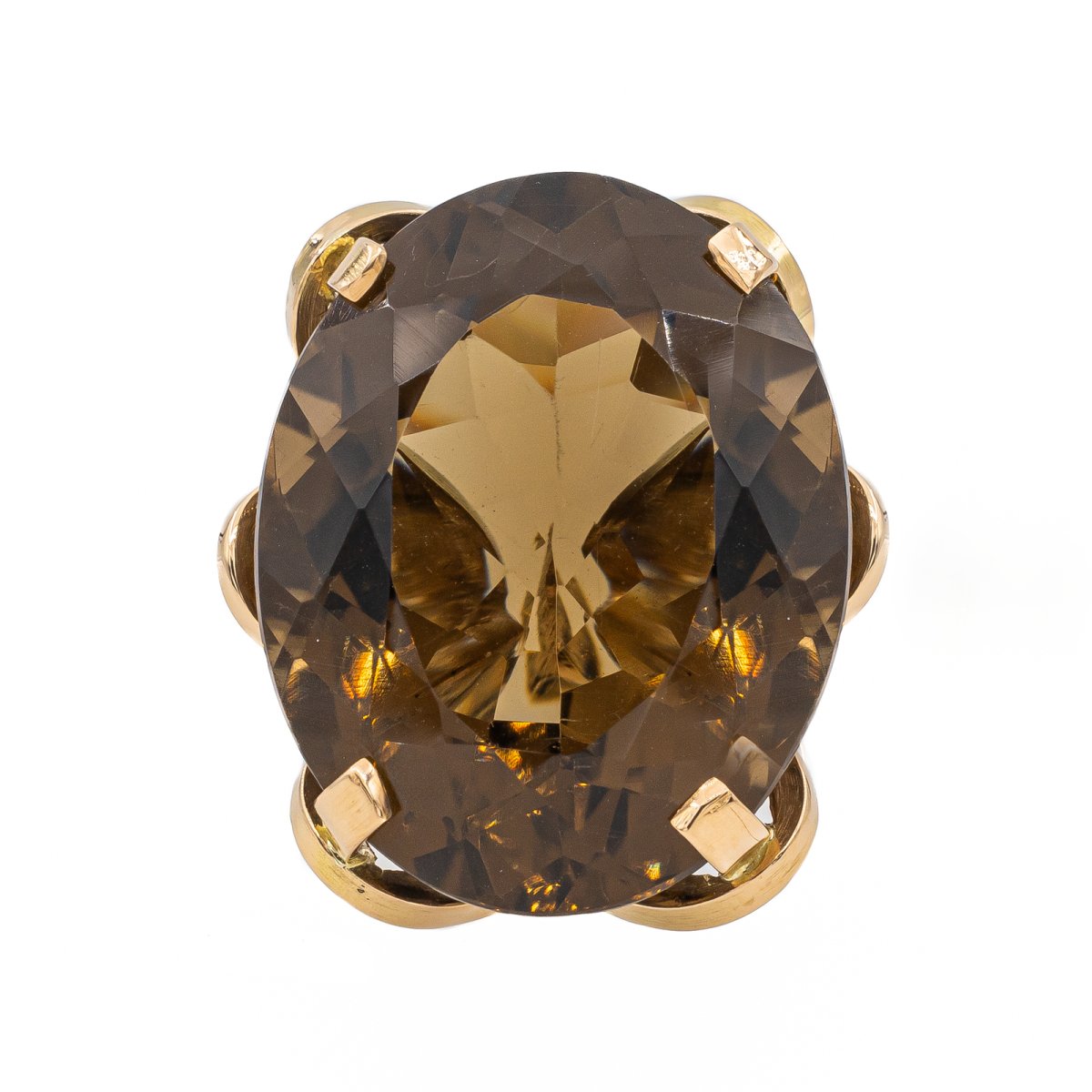 Bague Cocktail en or jaune et quartz fumé - Castafiore