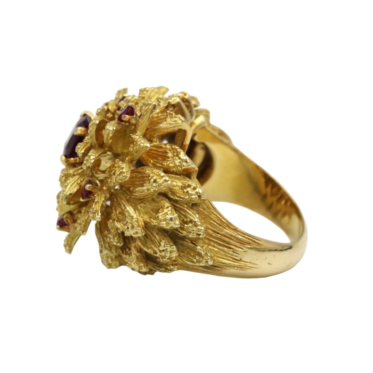 Bague Cocktail en or jaune et rubis - Castafiore