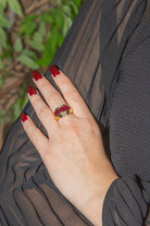 Bague Cocktail en or jaune et rubis - Castafiore