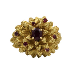 Bague Cocktail en or jaune et rubis - Castafiore