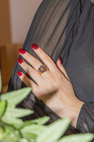 Bague Cocktail en or jaune et saphir - Castafiore