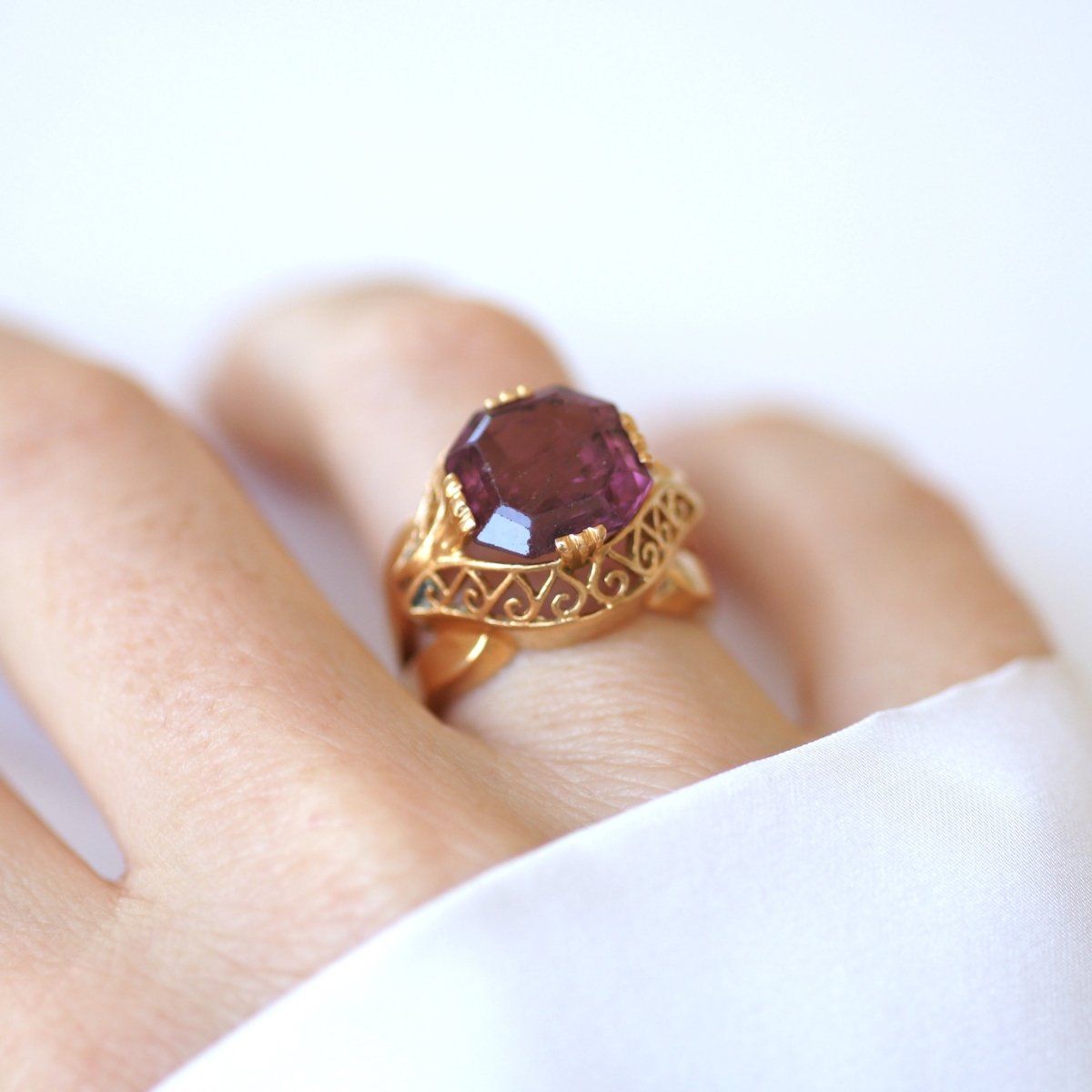 Bague Cocktail en or jaune et tourmaline rose - Castafiore