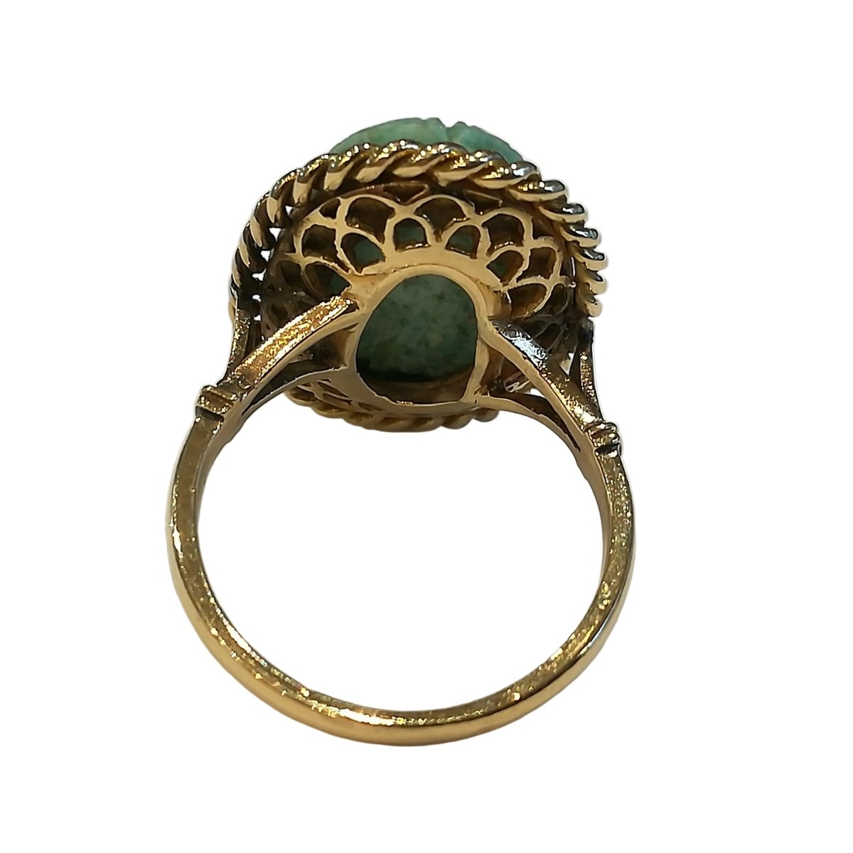 Bague Cocktail en or jaune et turquoise - Castafiore
