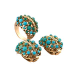 Bague Cocktail en or jaune et turquoise - Castafiore