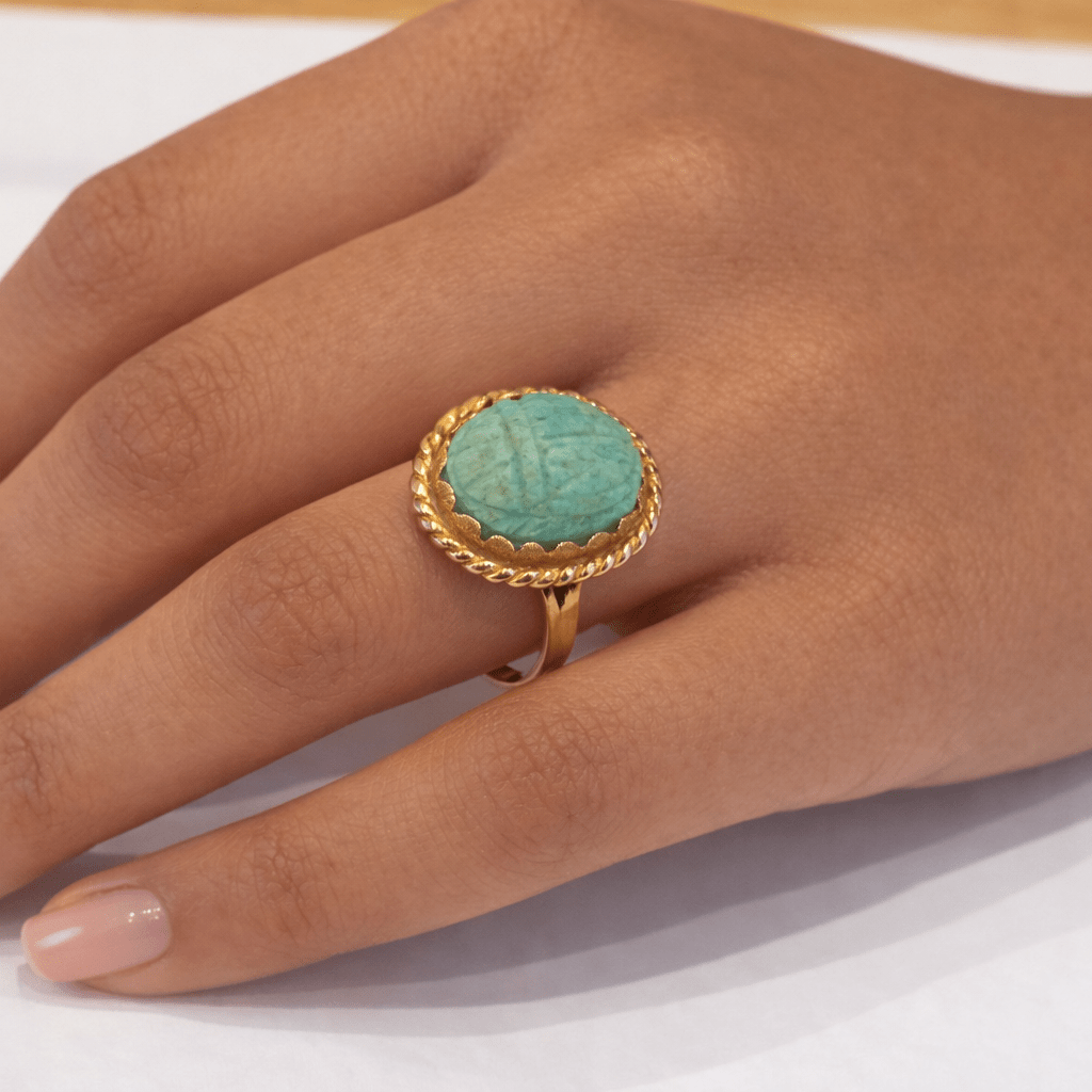 Bague Cocktail en or jaune et turquoise - Castafiore