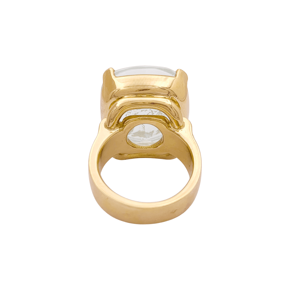 Bague Cocktail en or jaune, intaille et aigue - marine - Castafiore