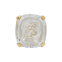 Bague Cocktail en or jaune, intaille et aigue - marine - Castafiore