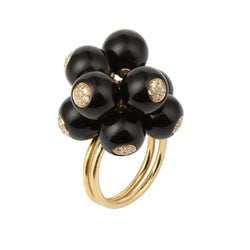 Bague Cocktail en or jaune, onyx et diamants - Castafiore