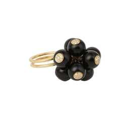 Bague Cocktail en or jaune, onyx et diamants - Castafiore