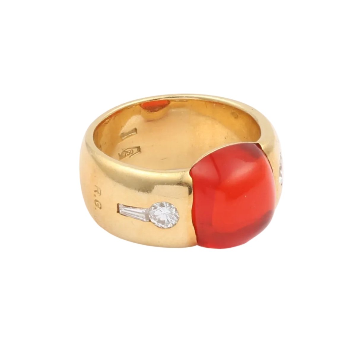 Bague Cocktail en or jaune, opale et diamants - Castafiore