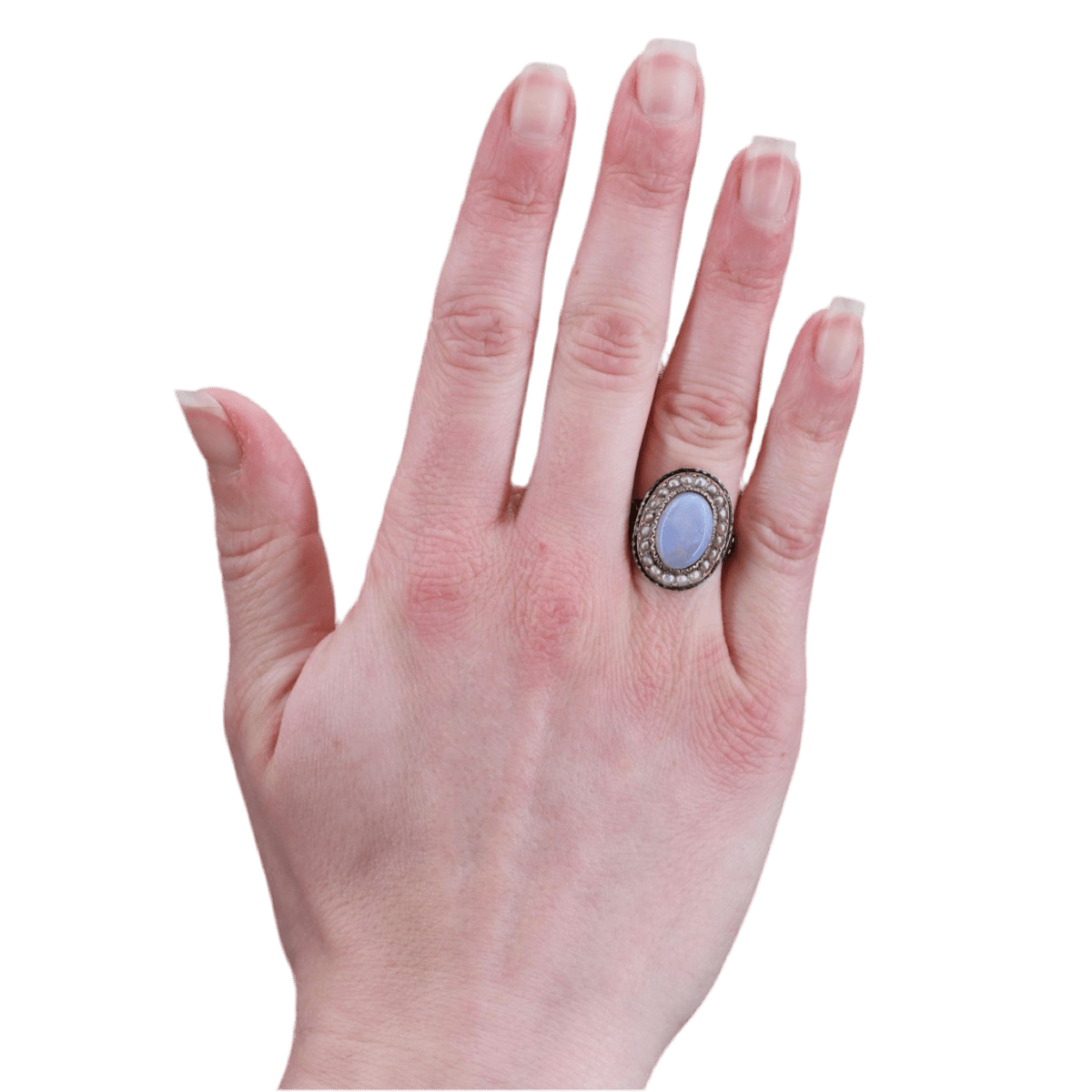 Bague Cocktail en or jaune, opale, perles et émail - Castafiore