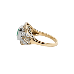 Bague Cocktail en or jaune, or blanc, émeraude et diamants - Castafiore