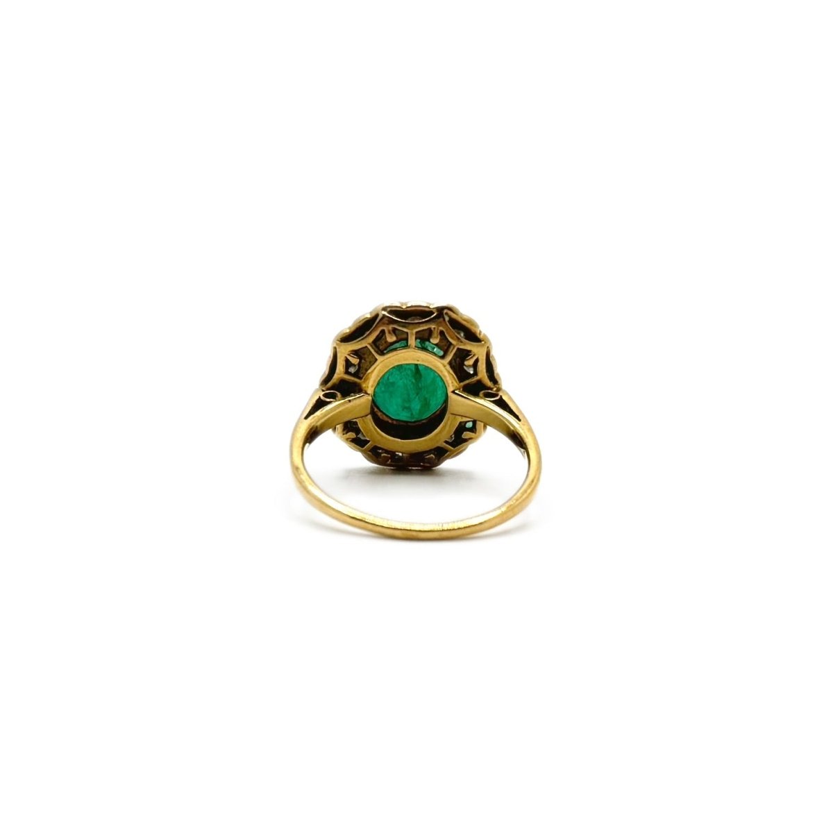 Bague Cocktail en or jaune, or blanc, émeraude et diamants - Castafiore