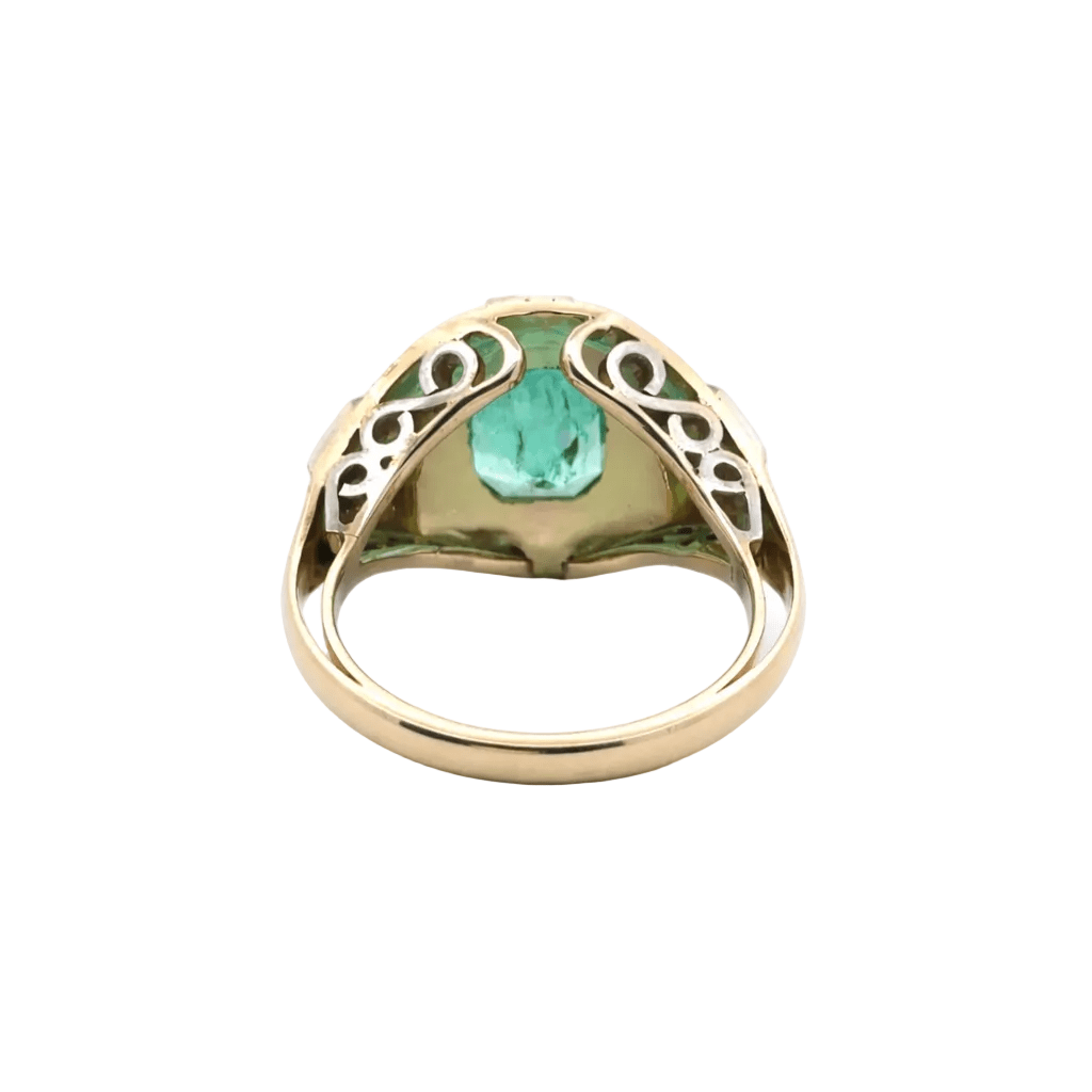 Bague Cocktail en or jaune, or blanc, émeraude et diamants - Castafiore