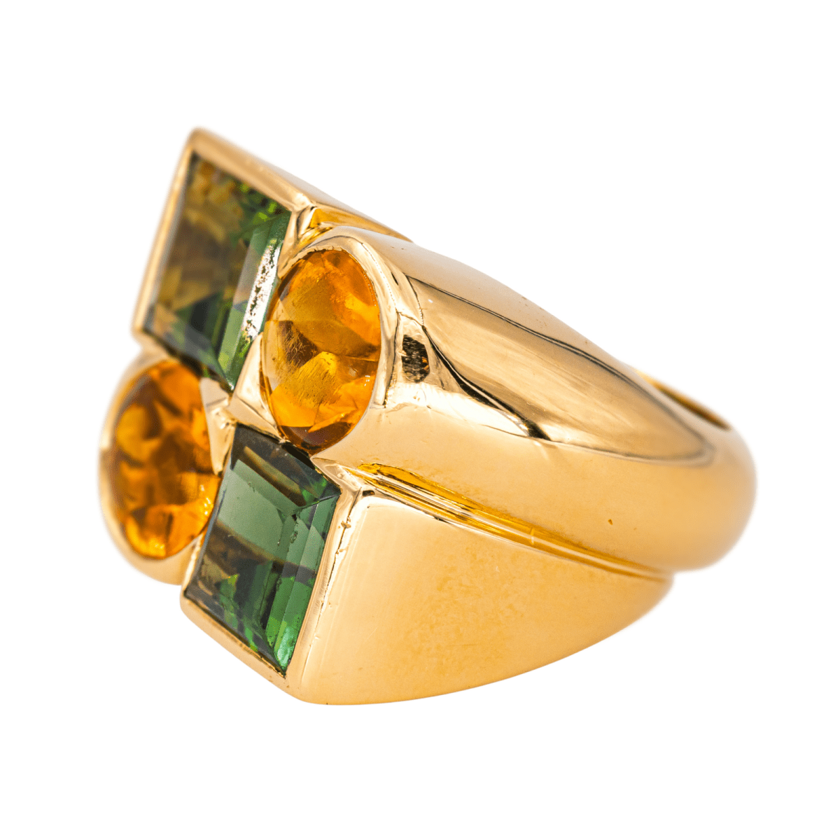 Bague Cocktail en or jaune, péridot et citrine - Castafiore