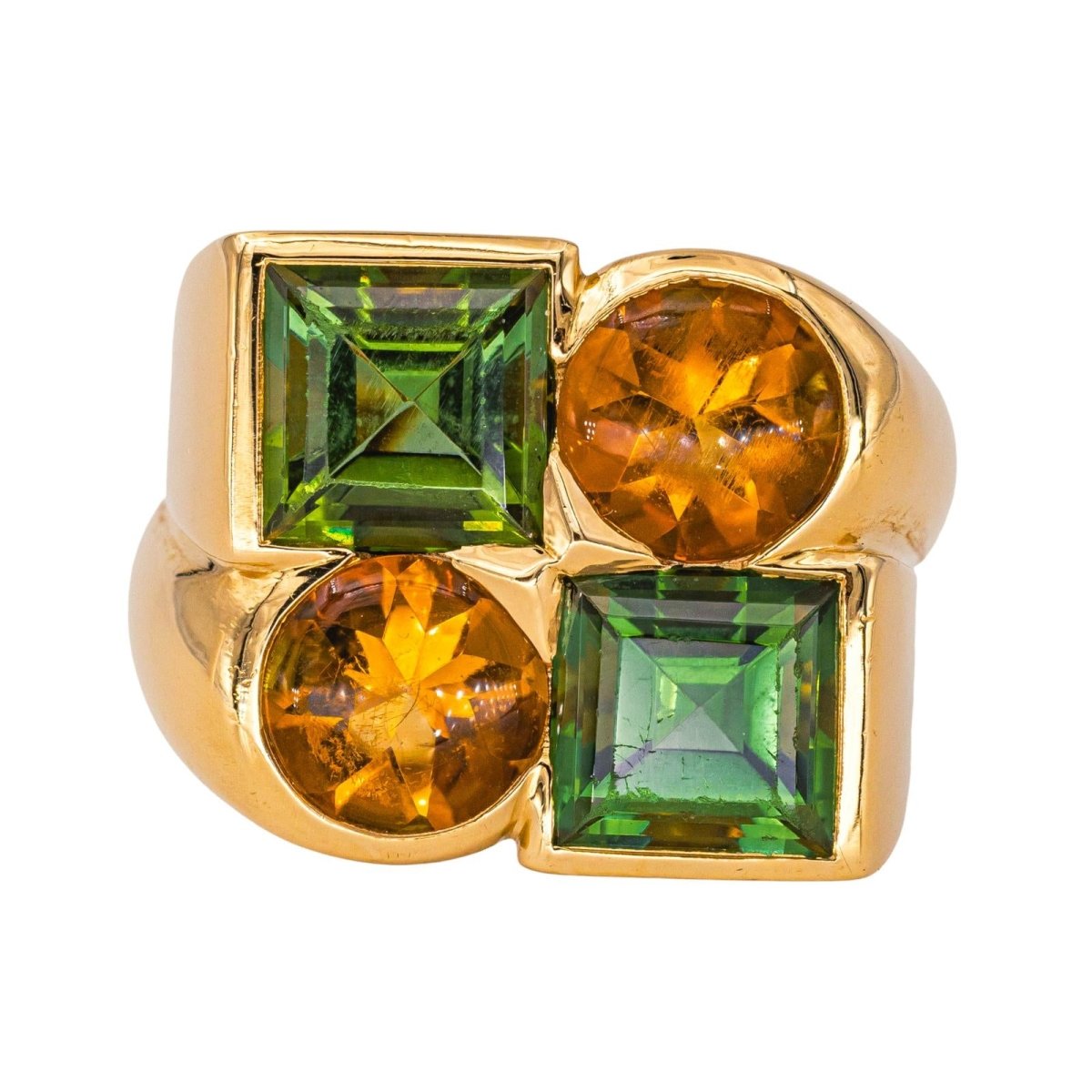 Bague Cocktail en or jaune, péridot et citrine - Castafiore