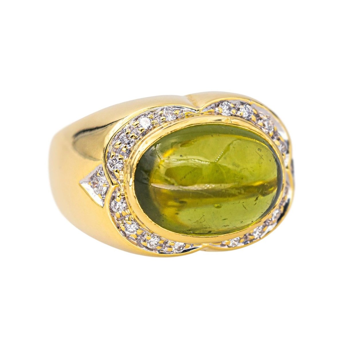 Bague Cocktail en or jaune, péridot et diamants - Castafiore