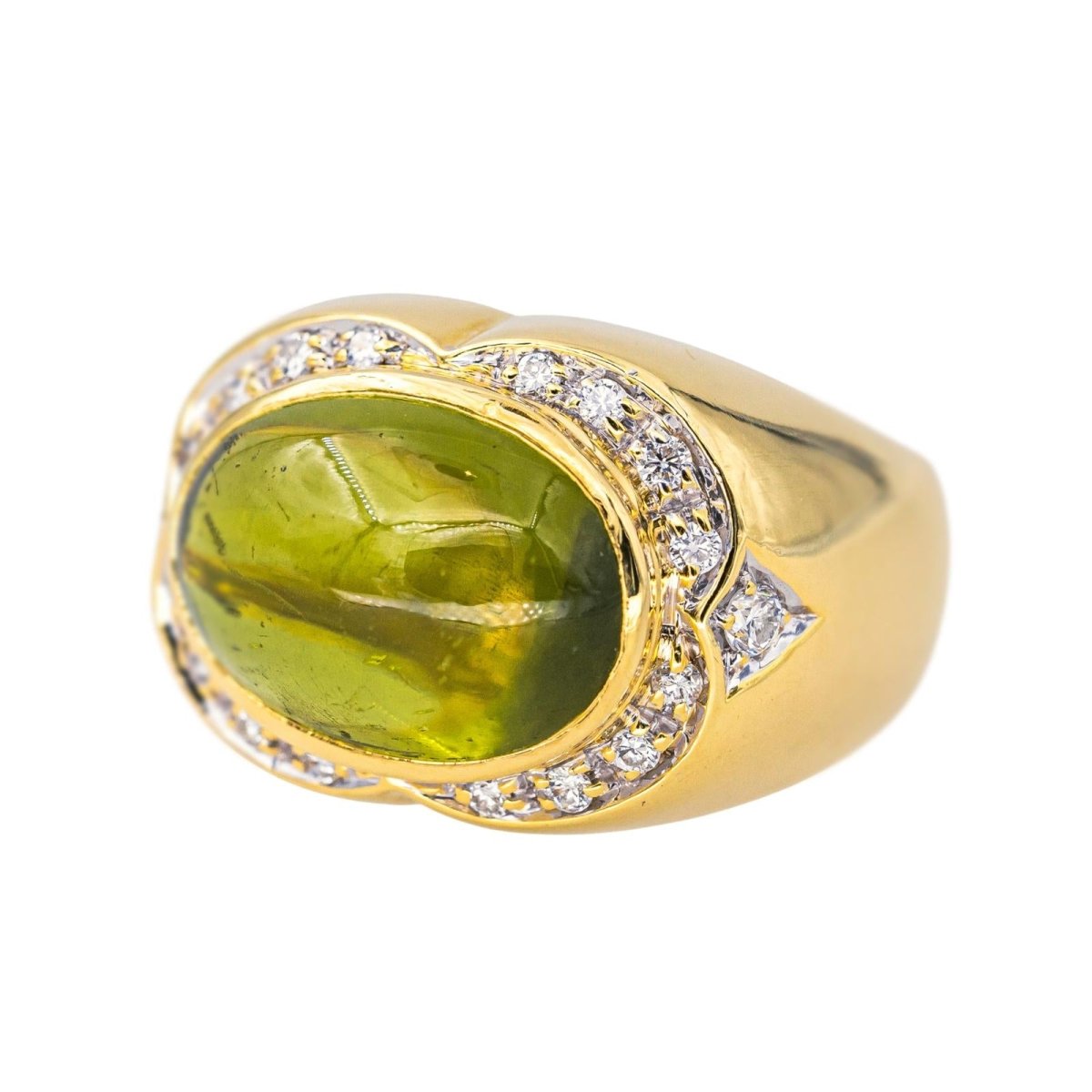 Bague Cocktail en or jaune, péridot et diamants - Castafiore