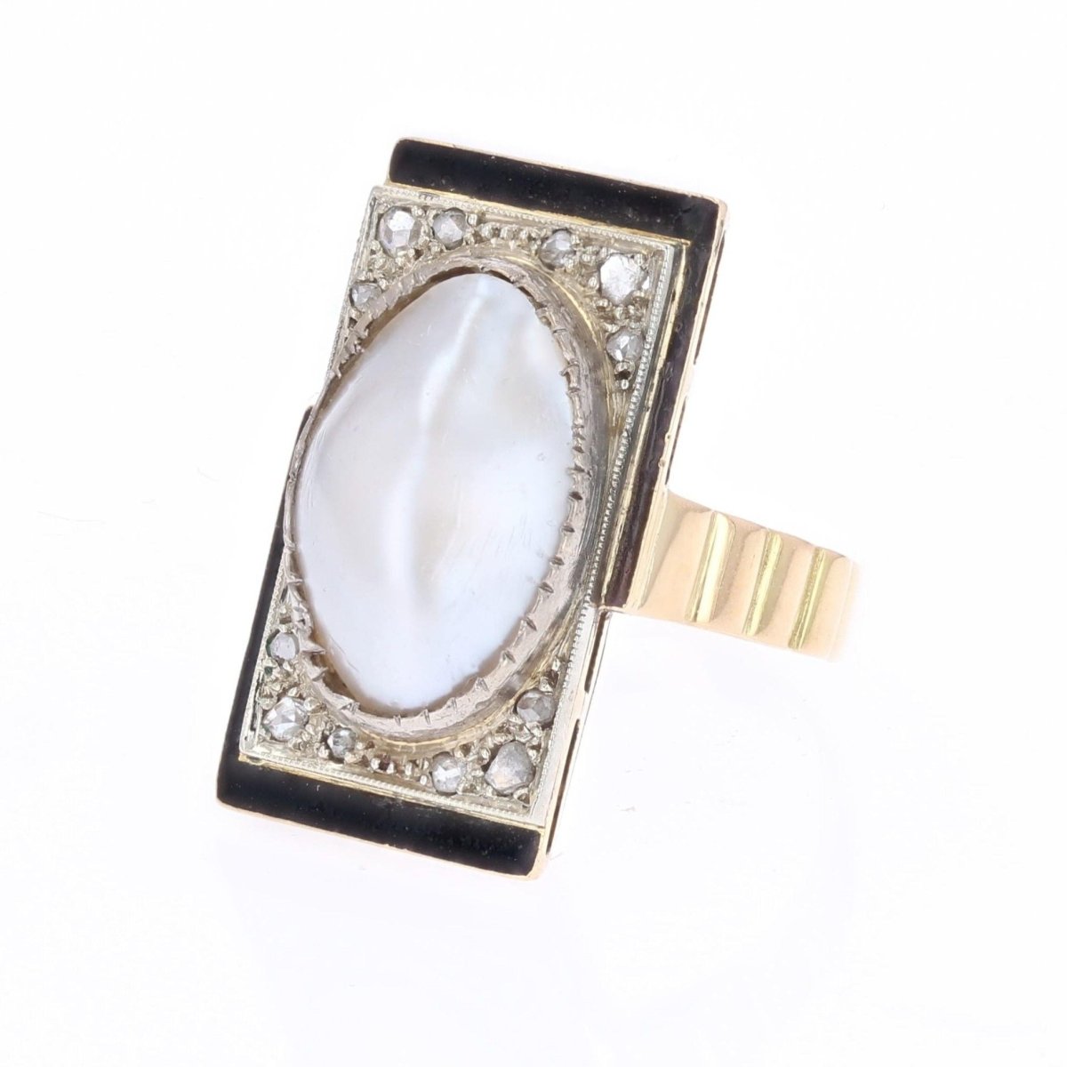 Bague Cocktail en or jaune, perle et diamants - Castafiore