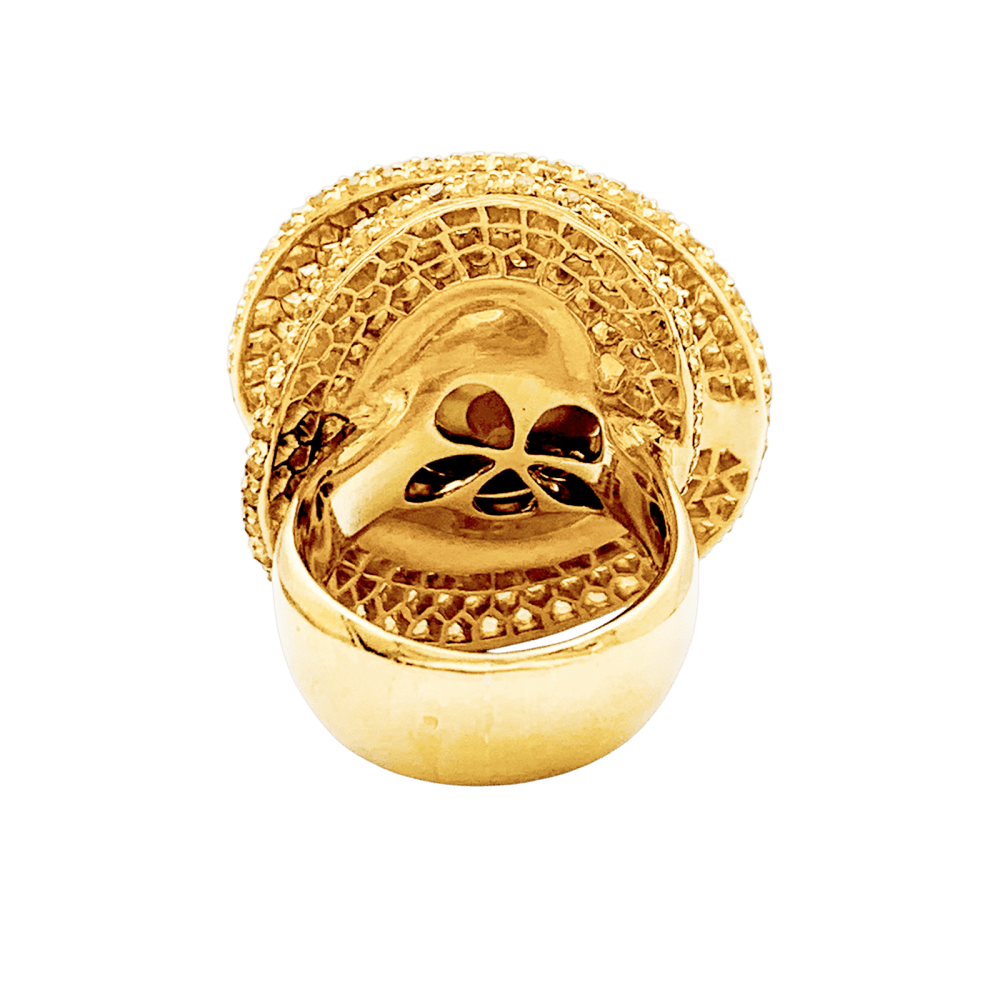 Bague Cocktail en or jaune, perle, saphirs et diamants - Castafiore
