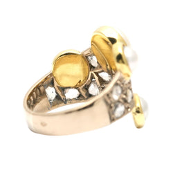 Bague Cocktail en or jaune, perles et diamants - Castafiore