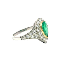 Bague Cocktail en or jaune, platine, émeraude et diamants - Castafiore