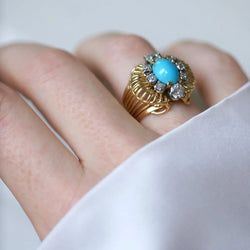 Bague Cocktail en or jaune, platine et diamants - Castafiore