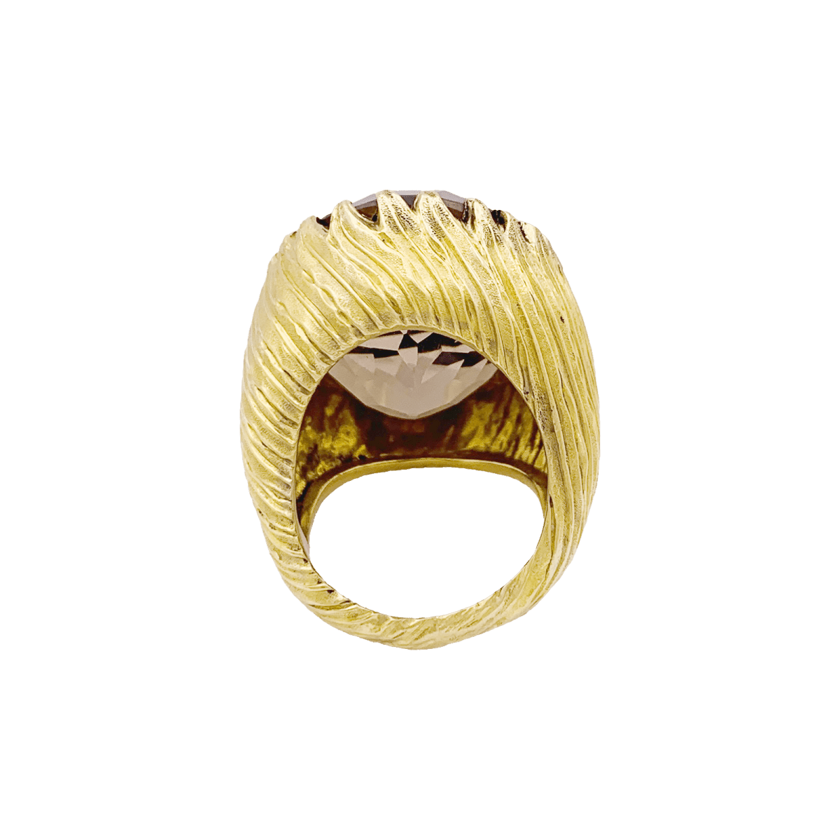 Bague cocktail en or jaune, quartz fumé. - Castafiore