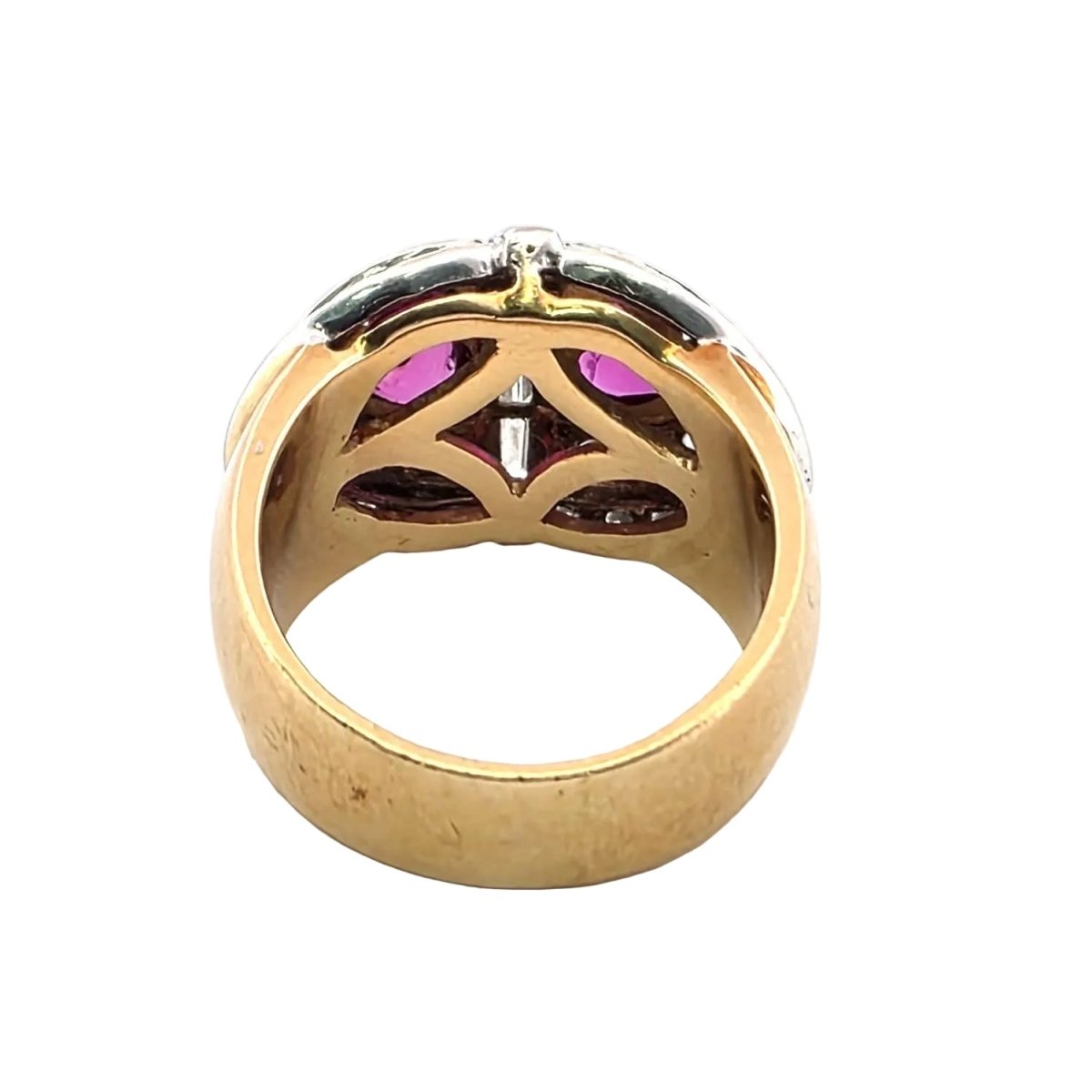 Bague Cocktail en or jaune, rubis et diamants - Castafiore
