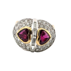 Bague Cocktail en or jaune, rubis et diamants - Castafiore