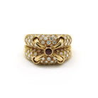 Bague Cocktail en or jaune, rubis et diamants - Castafiore