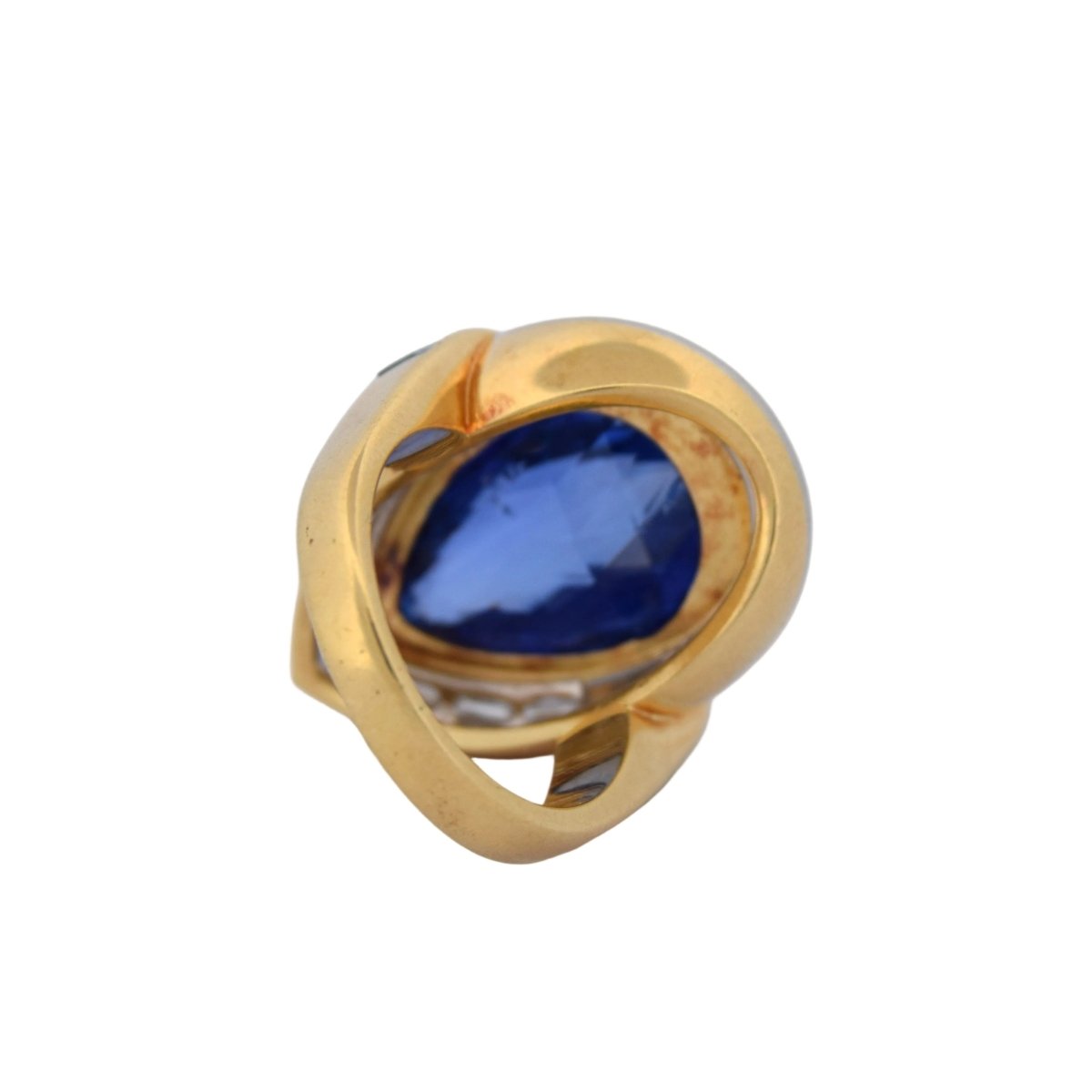 Bague Cocktail en or jaune, saphir, émeraude et diamants - Castafiore
