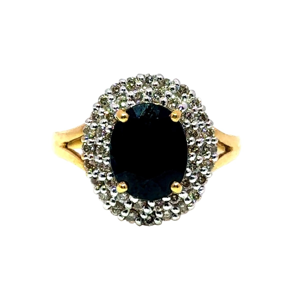Bague Cocktail en or jaune, saphir et diamants - Castafiore