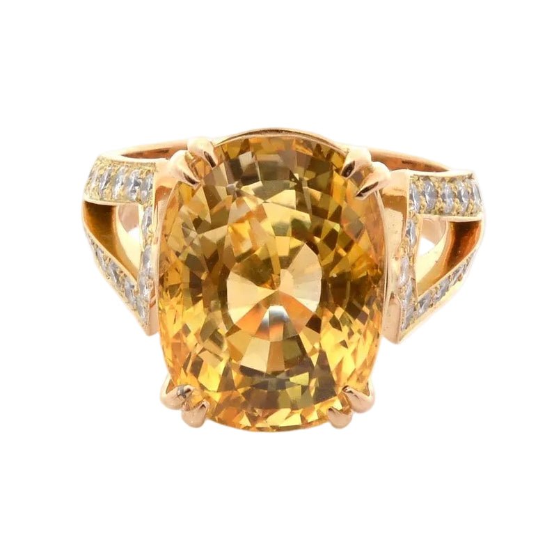 Bague Cocktail en or jaune, saphir et diamants - Castafiore