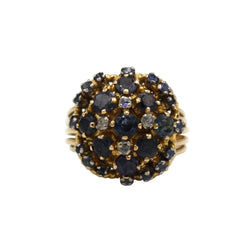 Bague Cocktail en or jaune, saphirs et diamants - Castafiore