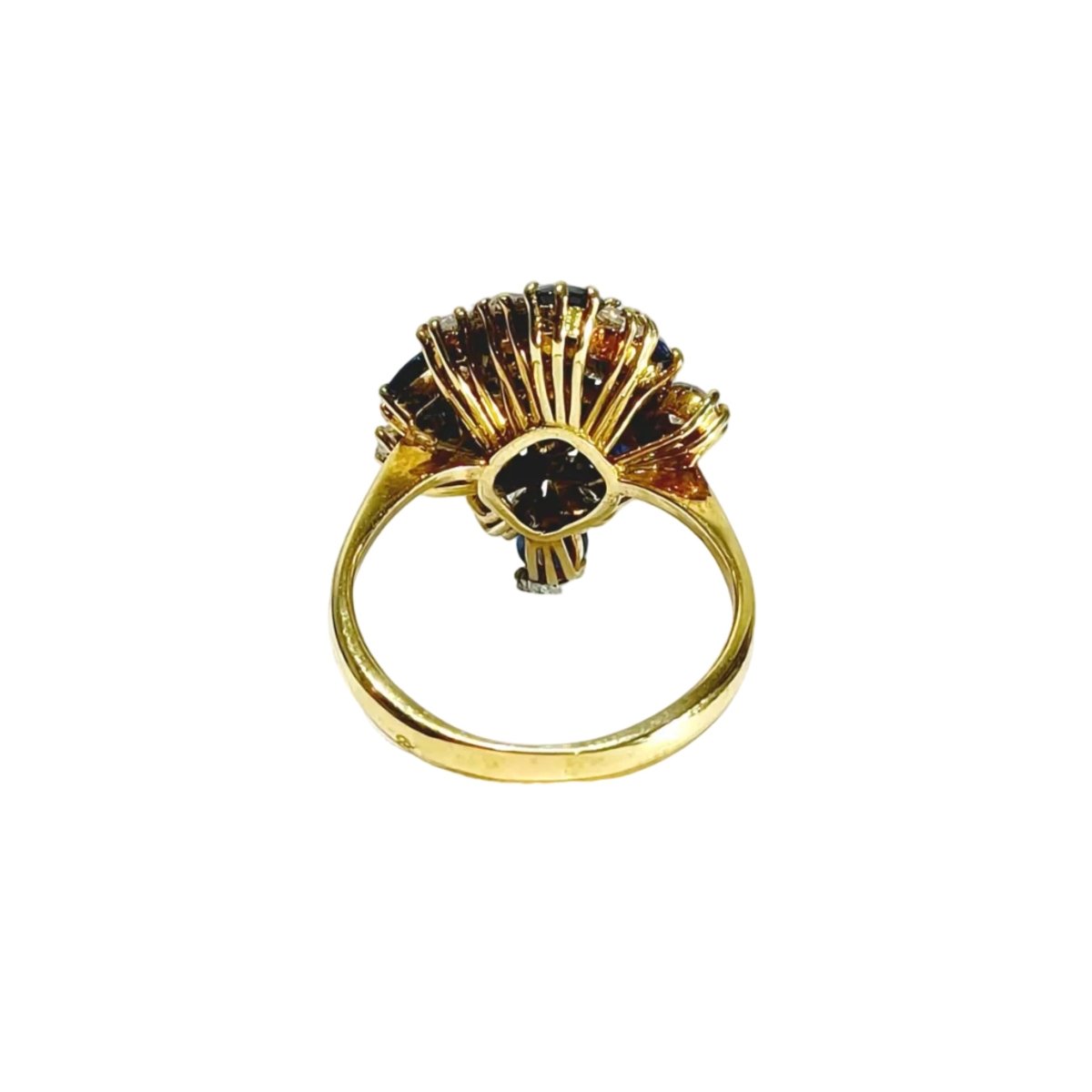 Bague Cocktail en or jaune, saphirs et diamants - Castafiore