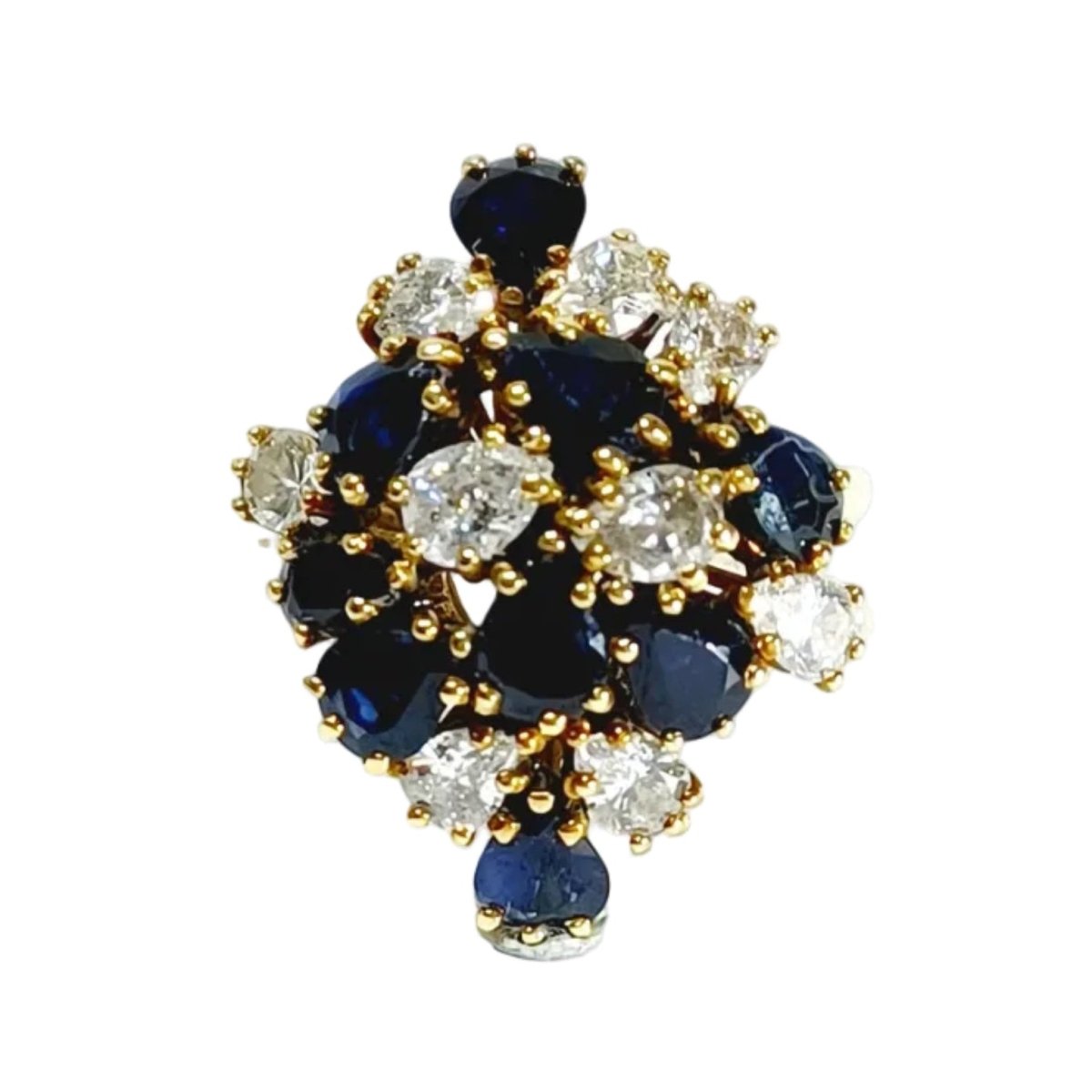Bague Cocktail en or jaune, saphirs et diamants - Castafiore