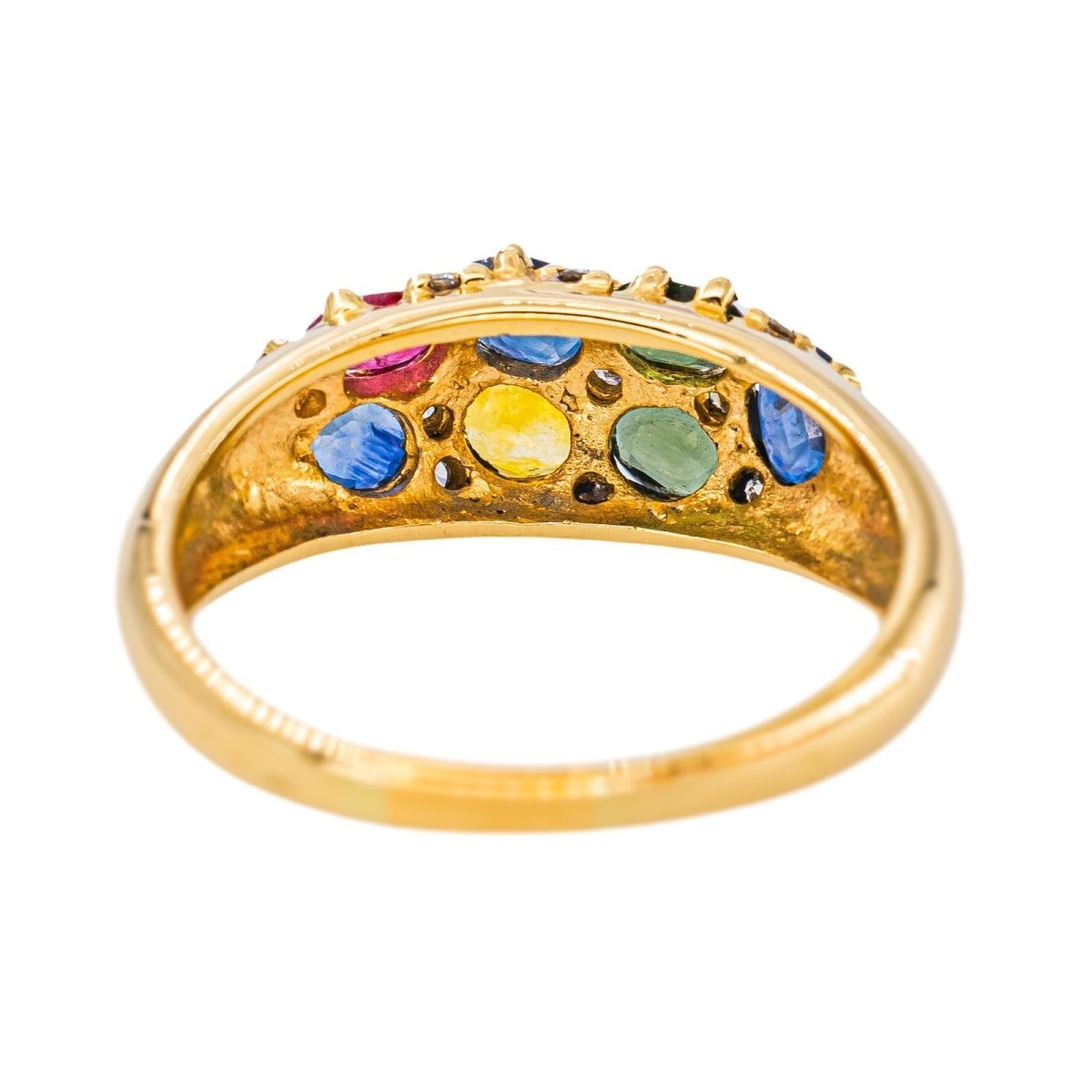 Bague Cocktail en or jaune, saphirs, rubis et diamants - Castafiore