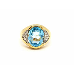 Bague Cocktail en or jaune, topaze et diamant - Castafiore