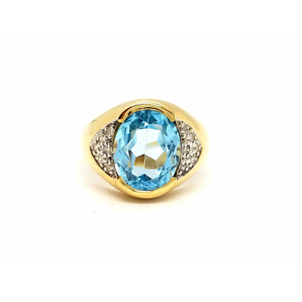Bague Cocktail en or jaune, topaze et diamant - Castafiore