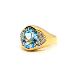 Bague Cocktail en or jaune, topaze et diamant - Castafiore