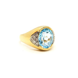 Bague Cocktail en or jaune, topaze et diamant - Castafiore