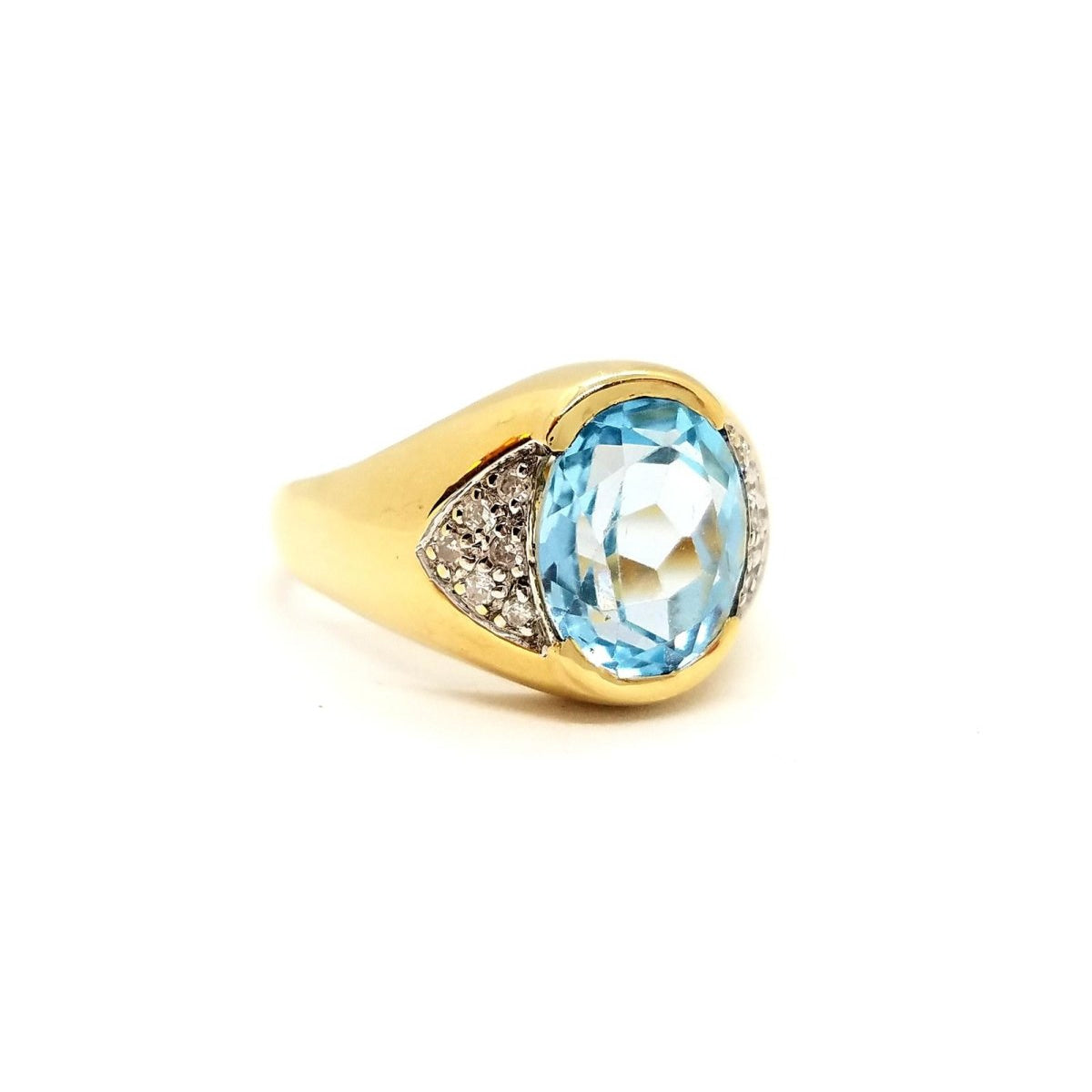 Bague Cocktail en or jaune, topaze et diamant - Castafiore
