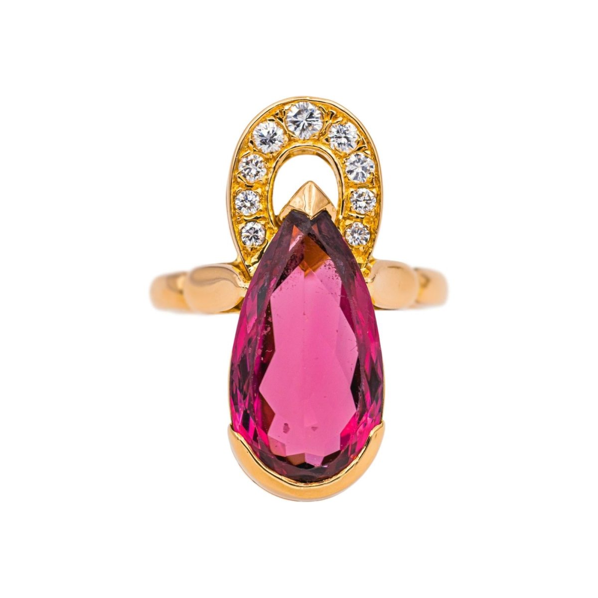 Bague Cocktail en or jaune, tourmaline et diamants - Castafiore