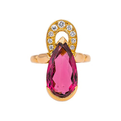 Bague Cocktail en or jaune, tourmaline et diamants - Castafiore