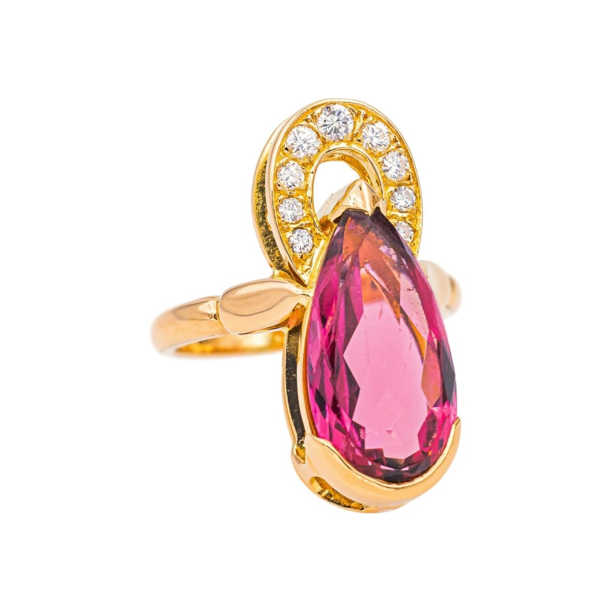 Bague Cocktail en or jaune, tourmaline et diamants - Castafiore