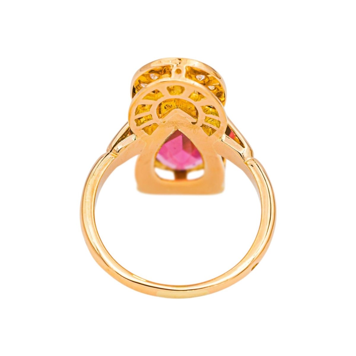Bague Cocktail en or jaune, tourmaline et diamants - Castafiore