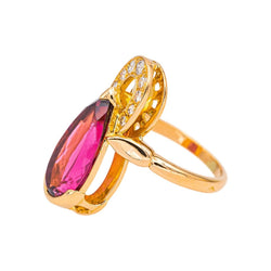 Bague Cocktail en or jaune, tourmaline et diamants - Castafiore