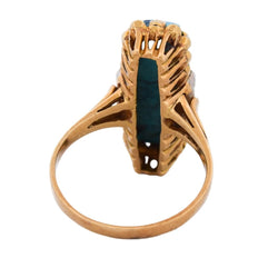 Bague Cocktail en or jaune, turquoise et diamants - Castafiore